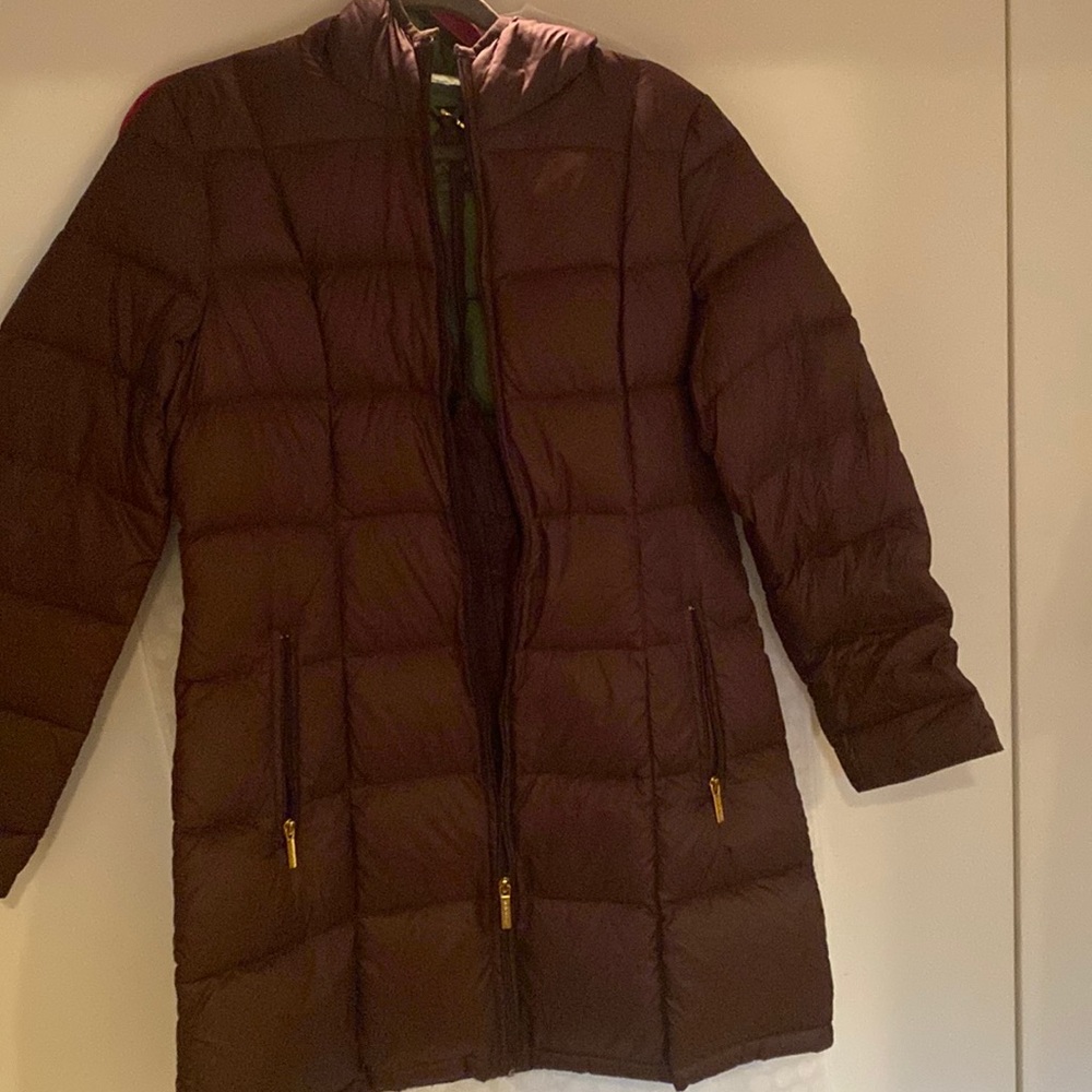 MK jacket size large , brown outside green inside like new with side pokets